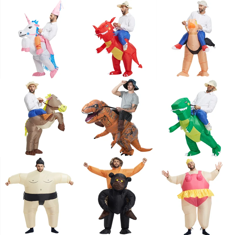 

Carnival unisex Dinosaur Cowboy Inflatable Costumes Funny Party Dress Animal Cosplay Halloween purim for adult and kids