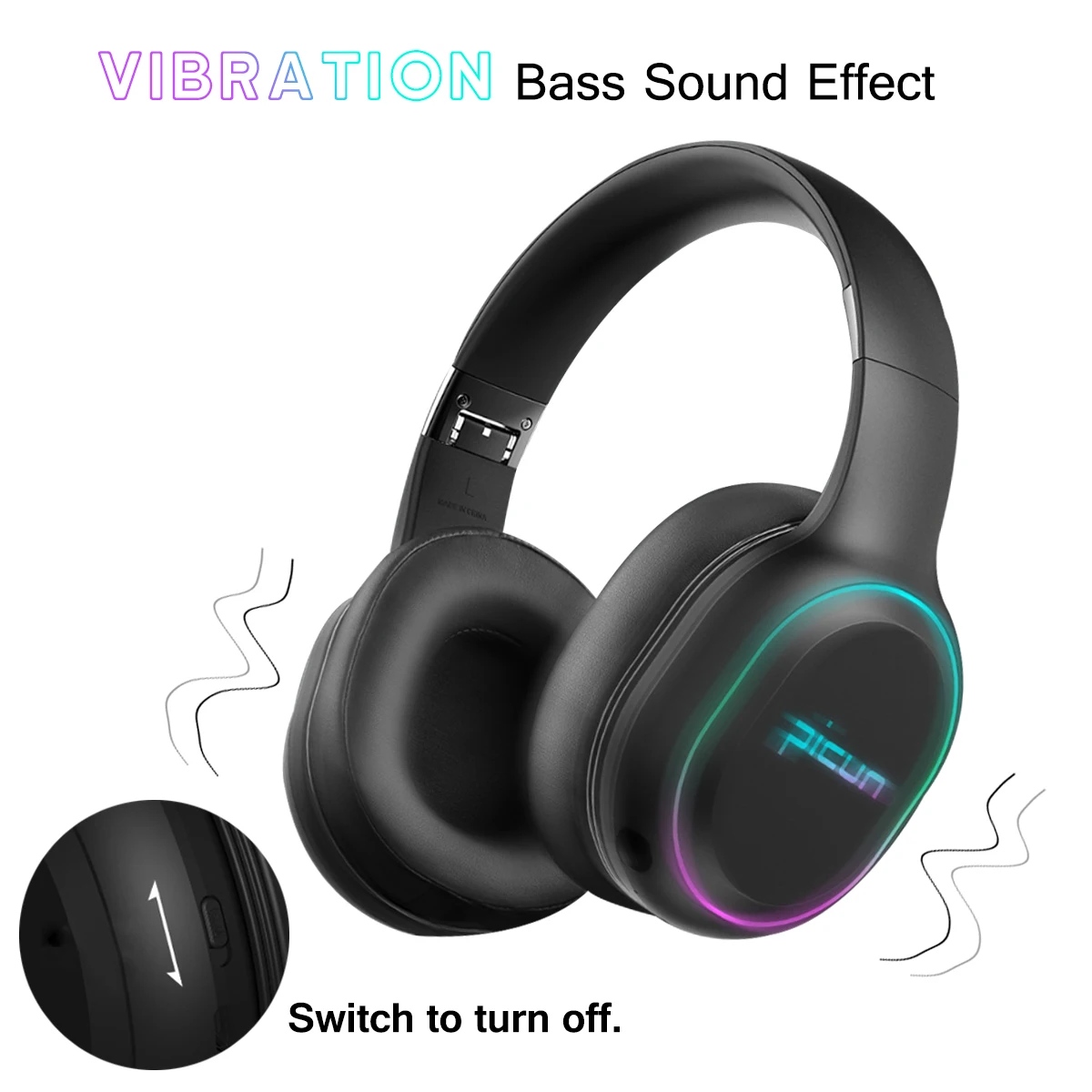 Беспроводные bluetooth Накладные наушники RGB светодиодный светильник умная Вибрация объемный звук Игровая гарнитура с микрофоном для геймеров ПК телефонов