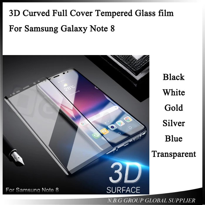 30 шт./лот 3D изогнутое полное покрытие 9H закаленное стекло для Samsung Galaxy Note 8