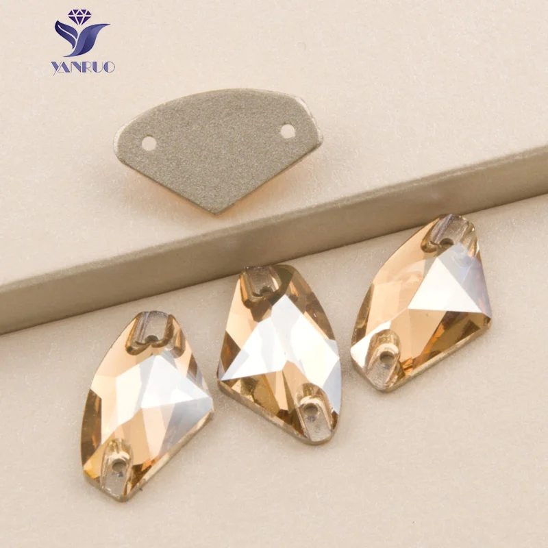 Yanruo Кристалл Золотой Тень Стекло пришить Стразы плоской задней кристалл Камни и