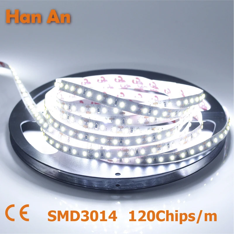 Светодио дный полоски 3014SMD 600 светодио s один Цвет DC 12 В 5 м/лот 1 гибкая
