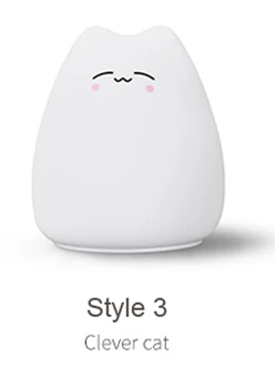 style 3 7 Красочный миниатюрный usb-светодиод детский Кот собачий силиконовый мягкий Кот детский ночник креативный перезаряжаемый лампочка для детской спальни светильник - Испускаемый цвет: style 3