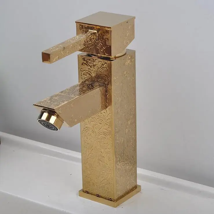 Античный латунный кран с позолоченным покрытием медный для раковины в туалете