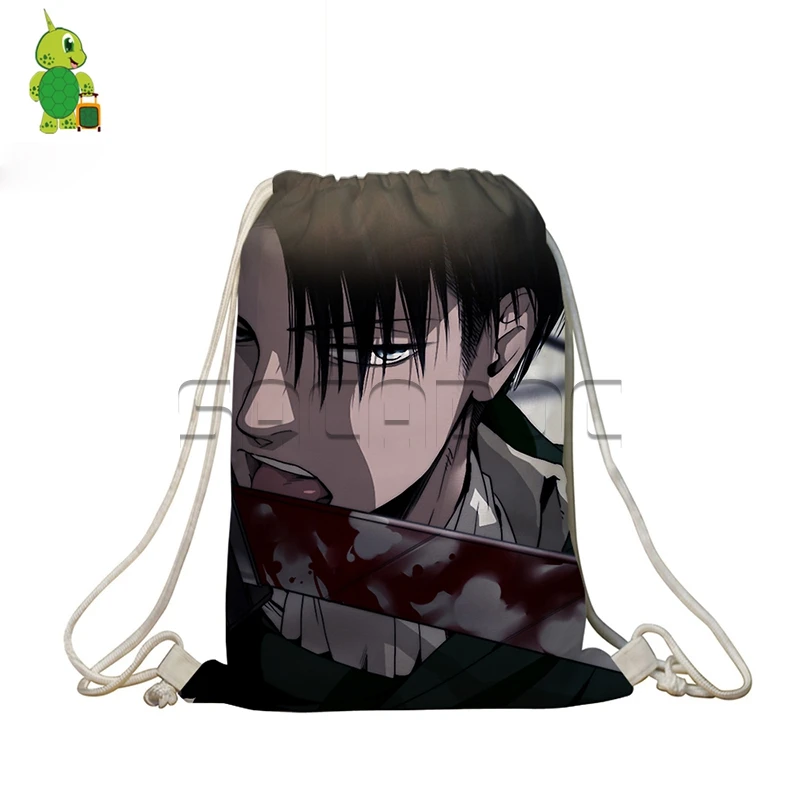 13 Сумка-мешок для школы Attack on Titan для подростков мальчиков девочек eren Levi Mikasa с принтом Softback для женщин мужчин аниме сумки для хранения - Цвет: 13