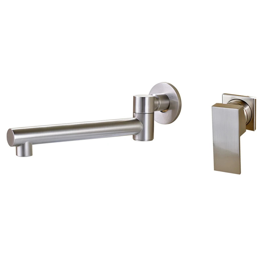 Brushed Nickel B Яркий хромированный смеситель для ванной комнаты, смеситель для раковины, однорычажный настенный кран для умывальника, кран для ванны с водопадом - Цвет: Brushed Nickel B