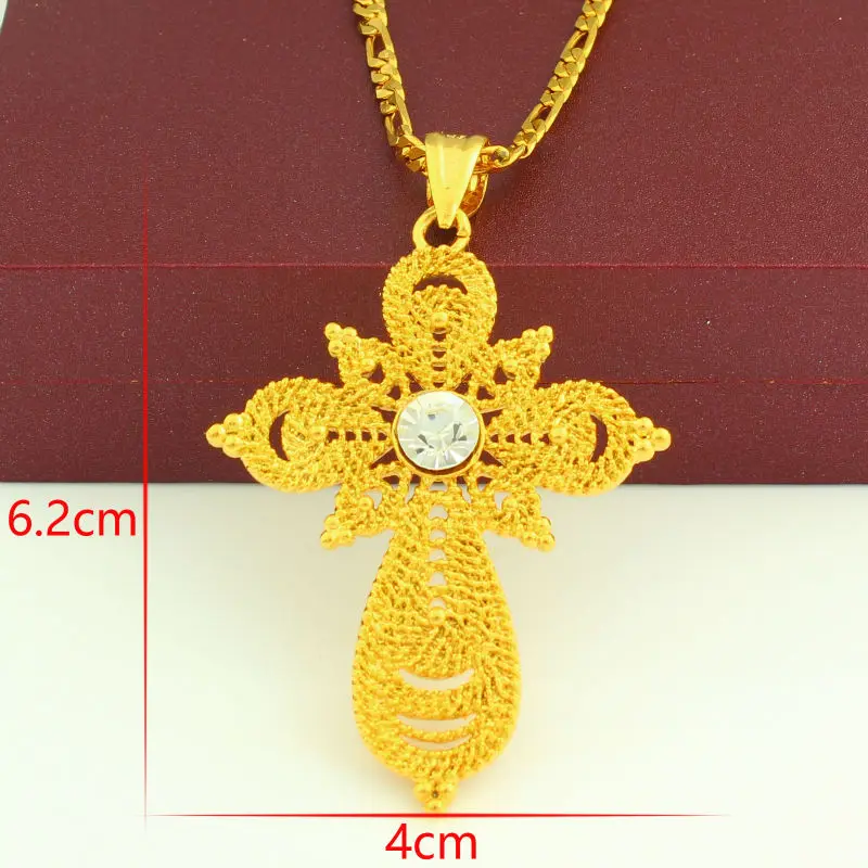 Adixyn ожерелья с подвеской в виде Большого креста белым камнем для женщин