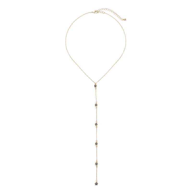 Богемная Длинная цепочка для ключицы звезда снежинка Колье и подвески женщин