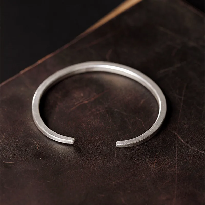 Uglyless 100% Real Solid 925 Sterling Silver Square Bangles for Women Geometric Thin Open Simple Bracelets Fine Jewelry | Украшения и