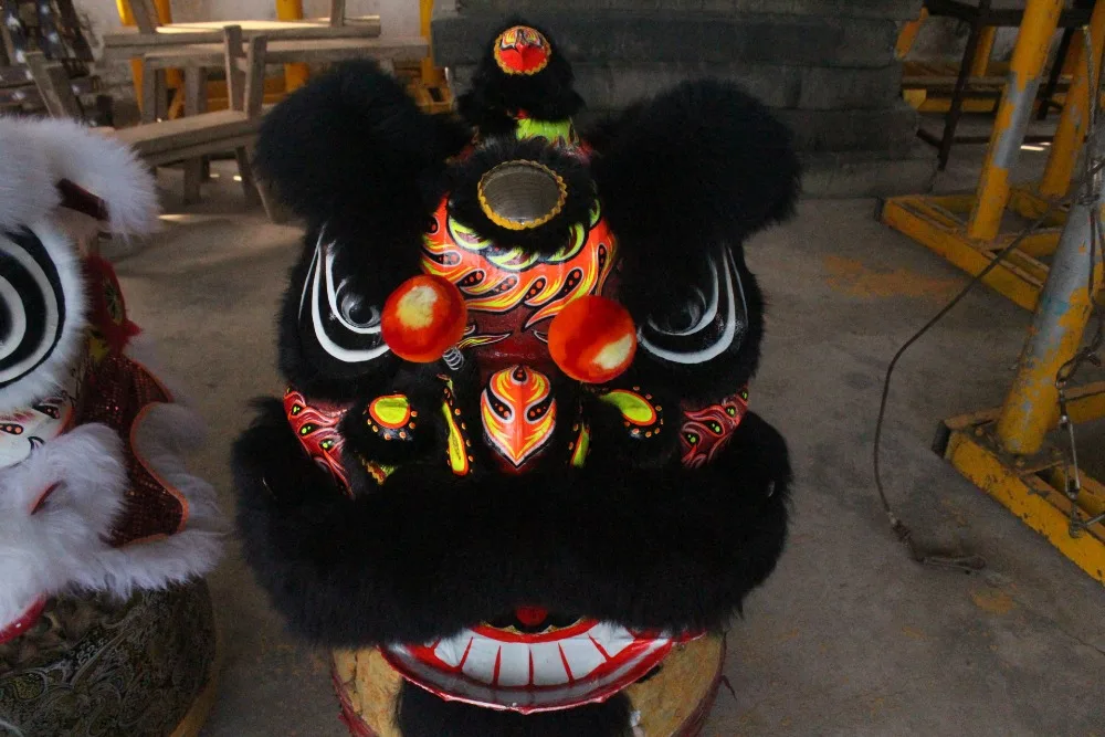 Lion Dance Costume Chinese opera costume high quality pure black-red natural wool Southern Lion stage prop Adult size