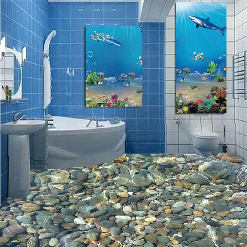Фотообои 3D реалистичные Подводные кафельные напольные фрески для ванной и