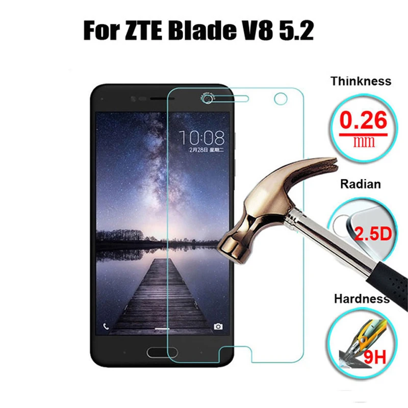 

2 шт./лот для ZTE Blade V8 закаленное стекло 9H 2.5D Премиум Защитная пленка для экрана для ZTE Blade V8 5,2"