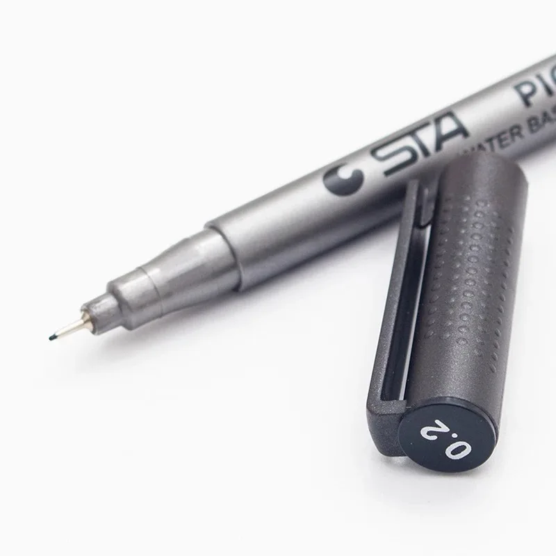 0.2mm Черный пигмент Micro Liner чернила маркер для белой доски, файнлайнер, изогнутым наконечником эскизов маркер для рисования ручки 0,05 0,1 0,2 0,3 0,4 0,5 0,6 0,8 кисть - Цвет: 0.2mm