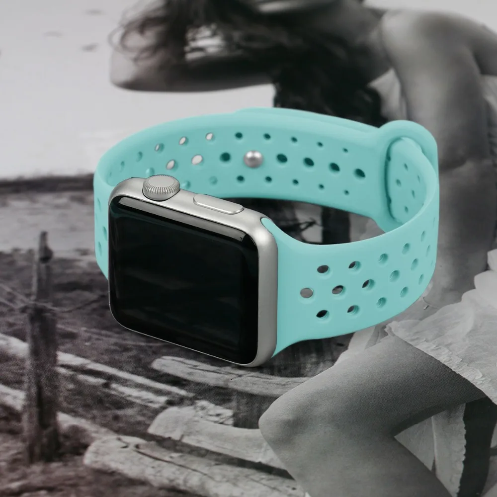 Спортивный силиконовый ремешок для часов Apple watch 42 мм 38 40/44 correas iwatch 4/3/4 2/1 браслет