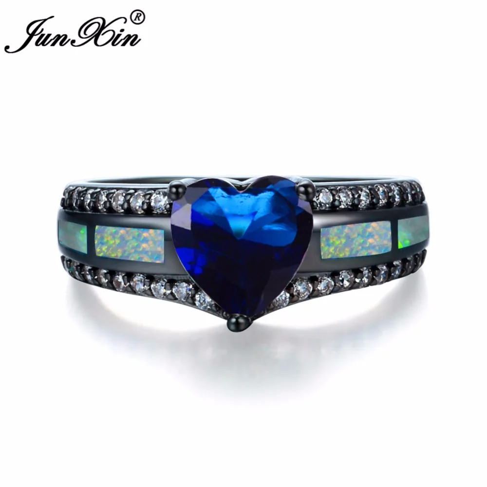 JUNXIN Male Female Blue/Green/Purple Zircon Stone Ring Fashion White Fire Opal Rings For Men And Women Vintage Wedding | Украшения и