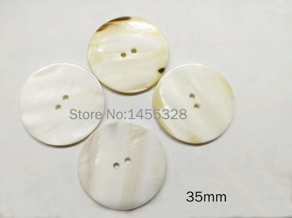 Большие пуговицы из натуральных ракушек 20 шт. 35 мм 2 отверстия плоская жемчужина