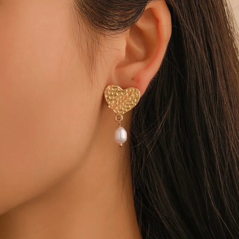 2019 новые модные серьги темперамент Сердце золотистого цвета Простая любовь
