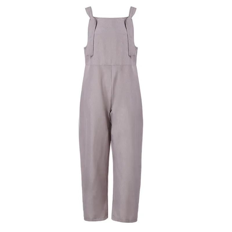Женский льняной длинный комбинезон шаровары женский Macacao Feminino Combinaison Femme Salopette monos