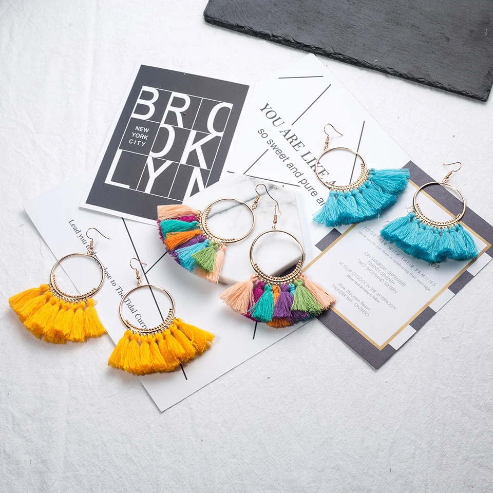 Модные богемные этнические серьги с бахромой для женщин новинка 2020 Золотые