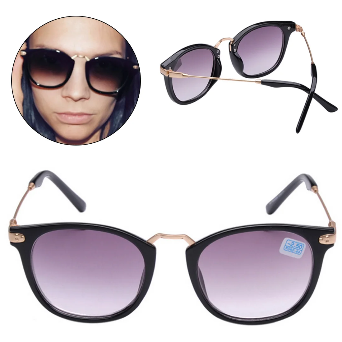 Lentes mujer, очки для близорукости, черная оправа, металлические очки, линзы, прицельные очки по рецепту-1-1,5-2-2,5-3-3,5-4,0