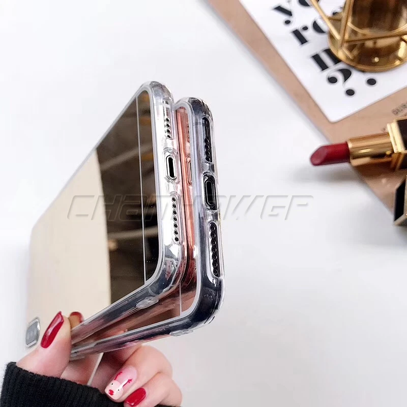Роскошный зеркальный мягкий чехол для iPhone XS Max XR X 5 5S 6 6S 7 8 Plus + из ТПУ с полным