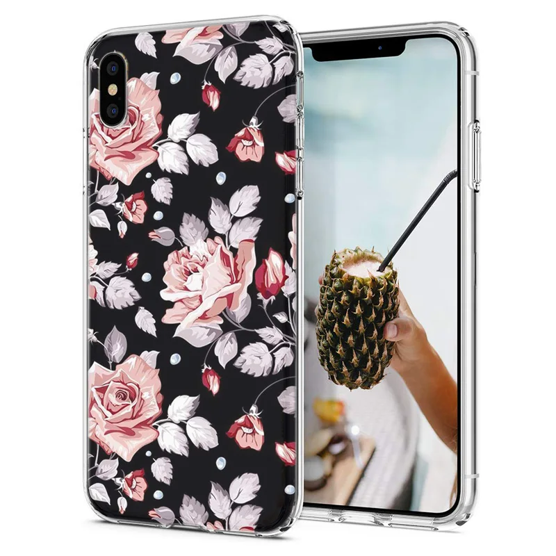 Мягкий чехол для телефона iPhone 6 XS Max чехлы 10 TPU цветной цветочный узор X XR F079 |