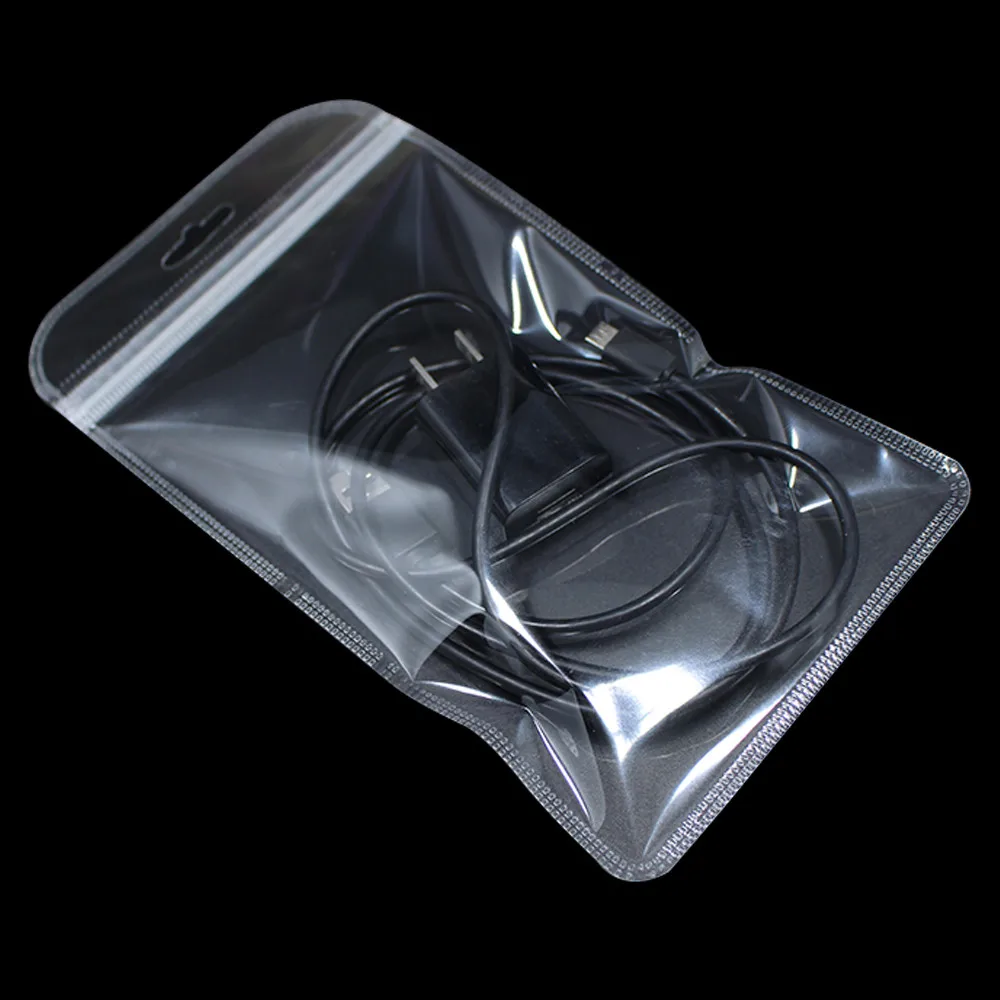 

100Pcs/lot Self Seal Ziplock Bag Clear Plastic Packaging Bag Reclosable Zip Lock Packing Bag Zipper Polybag Pouch With Hang Hole