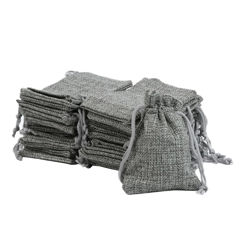50 шт винтажный натуральный джут Hessian Drawstring мешок мешковины свадебный подарок мешок