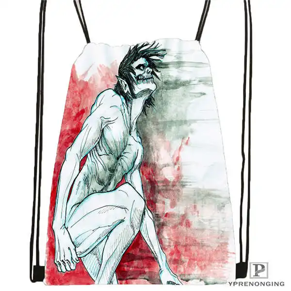 Пользовательские attack_on_titan_bowser_Drawstring рюкзак сумка милый детский (Черная задняя