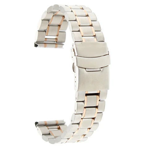 Нержавеющая сталь ремешок для наручных часов для Tissot 1853 T035 T050 КНР 200 T055 T097 T099 безопасности застежка ремешок браслет 16 мм 18 мм/20 мм/22 мм/24 мм - Цвет ремешка: Rose Gold Silver