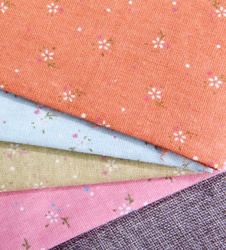 Хлопковая льняная ткань с цветочным принтом, 23x24 см, 4 цвета Хлопковая льняная ткань с цветочным принтом, 23x24 см, 4 цвета