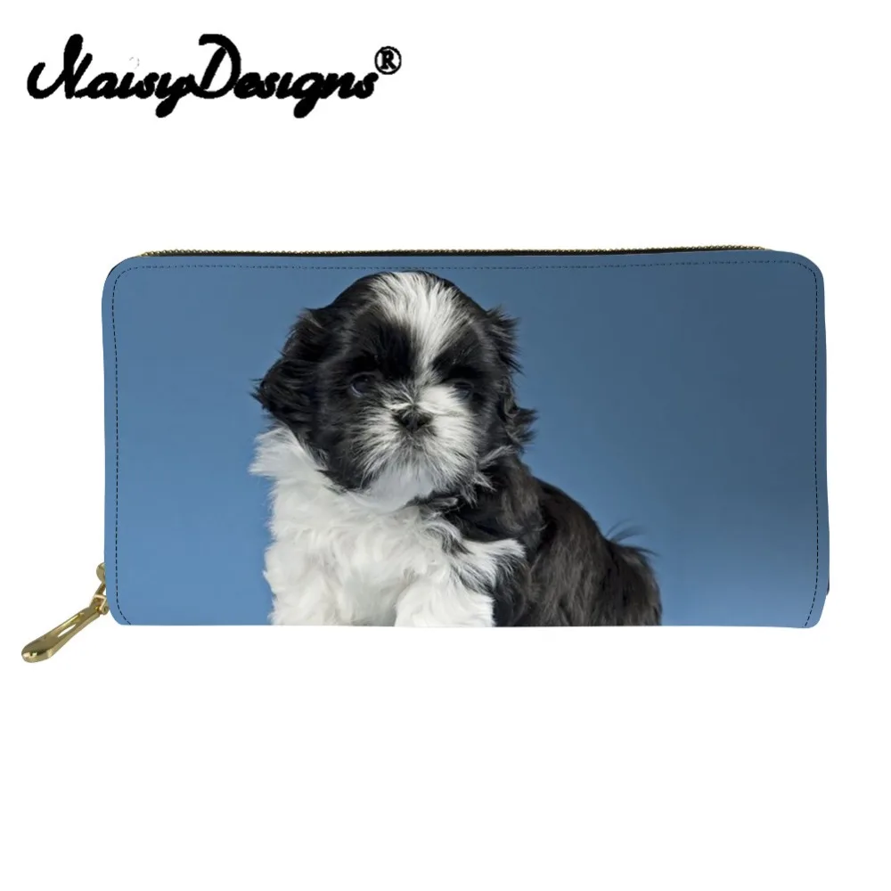 Женский кошелек на молнии с принтом собаки Shih Tzu Длинный клатч для кредитных карт