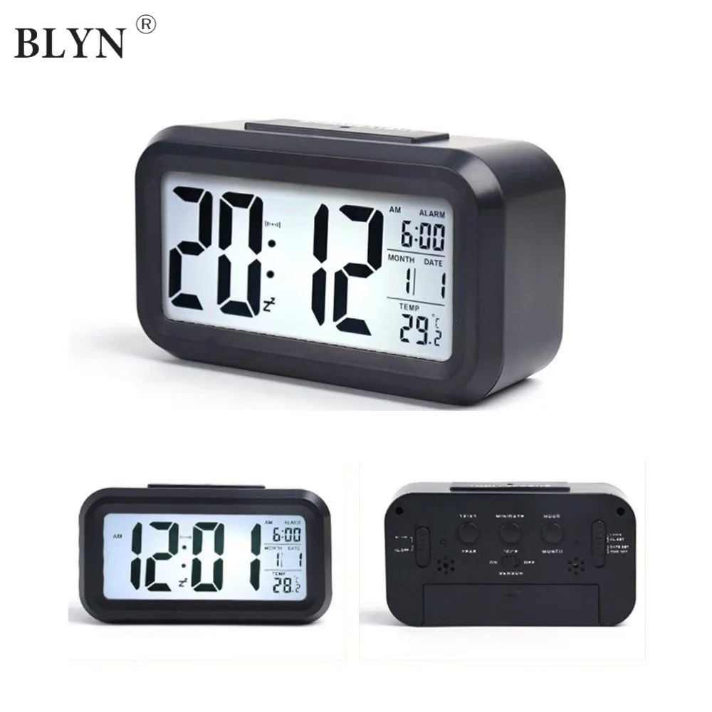 LED Smart Clock Large Digital LCD Display Night Light Alarm Snooze Function With Temperature Luminous Electronic Calendar | Лампы и