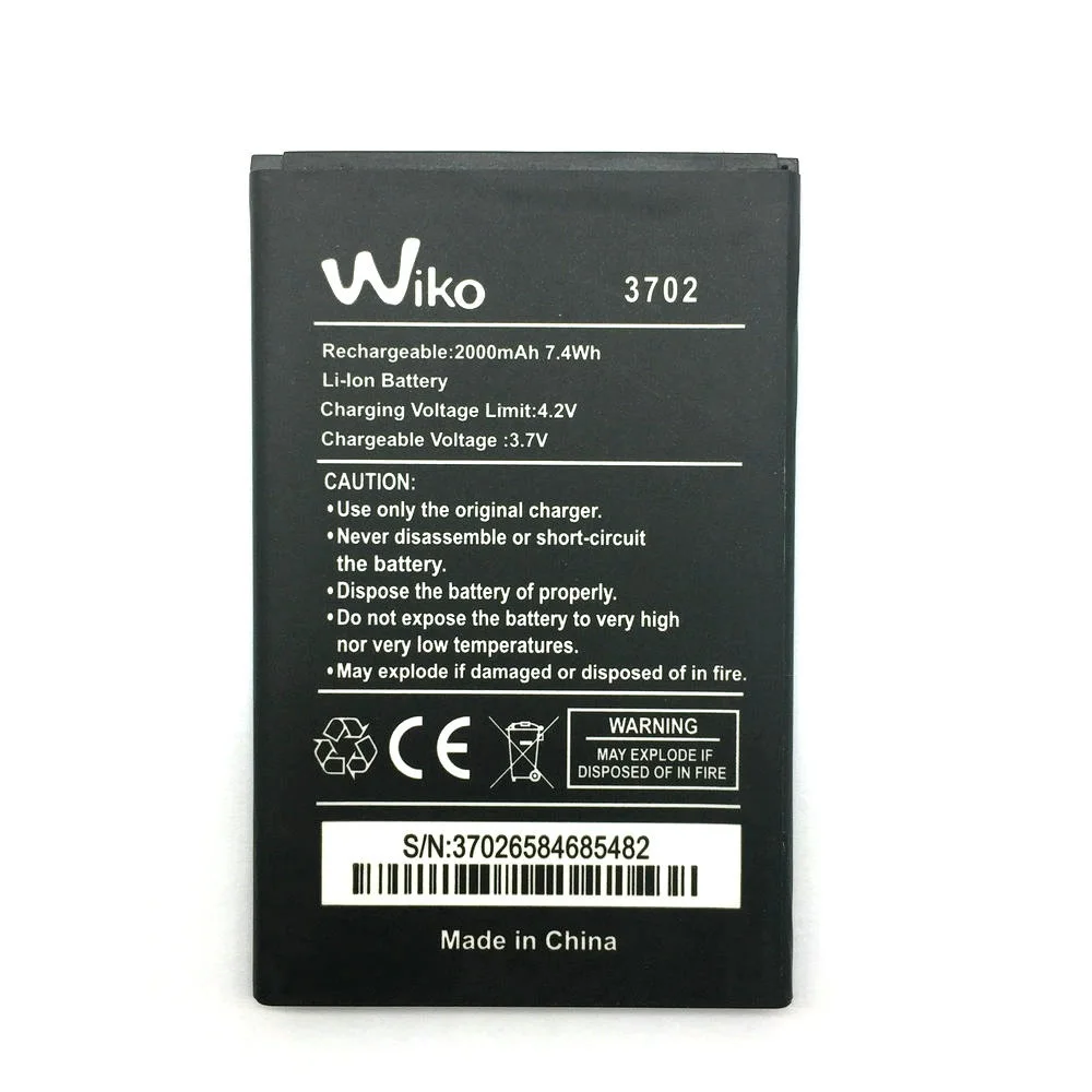 1 шт. 100% Высококачественная батарея WIKO 3702 2000 мАч для мобильный телефон + код