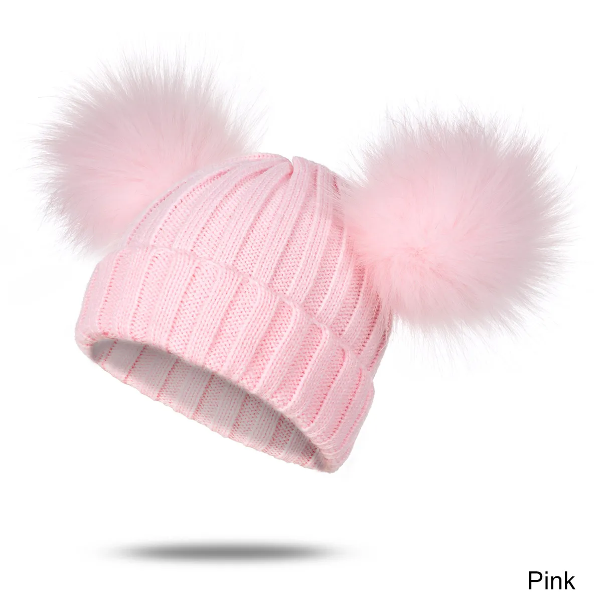Новинка года; зимняя шапка; детские вязаные шапочки Skullies; мягкие хлопковые шапки с помпонами для мальчиков и девочек; милые теплые шапки для детей; сезон осень-зима - Цвет: B