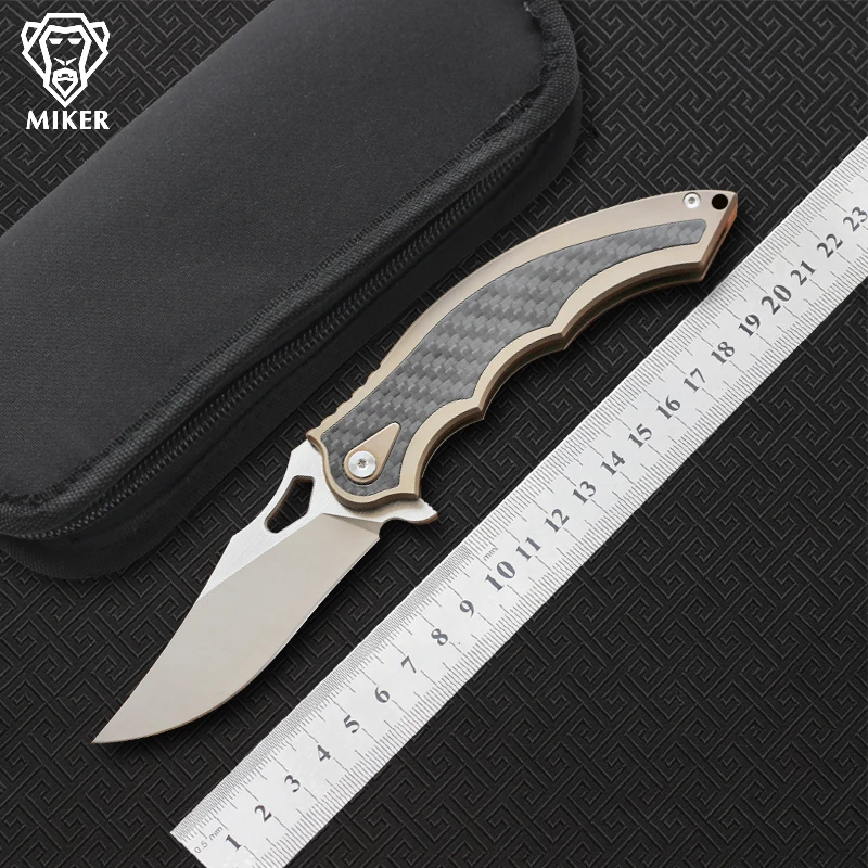 Складной нож ластик MIKER лезвие M390 CF + титановая ручка походные охотничьи