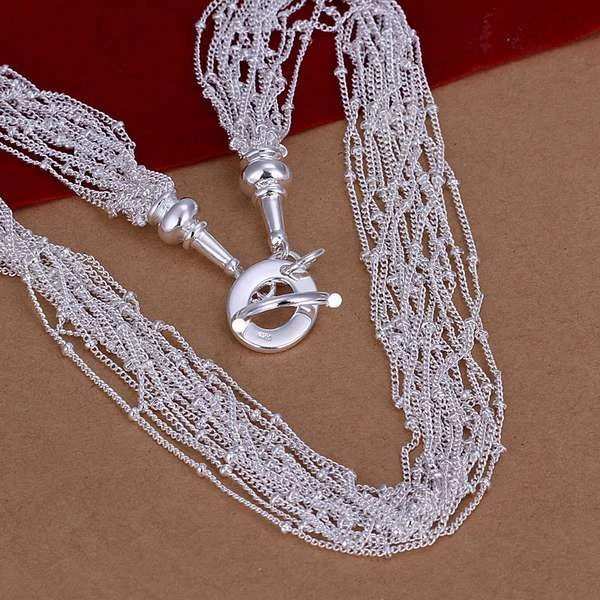 wholesale fine 925-sterling-silver necklace fashion jewelry chain multi-line necklaces &amp pendants women men collar SN019 | Украшения и