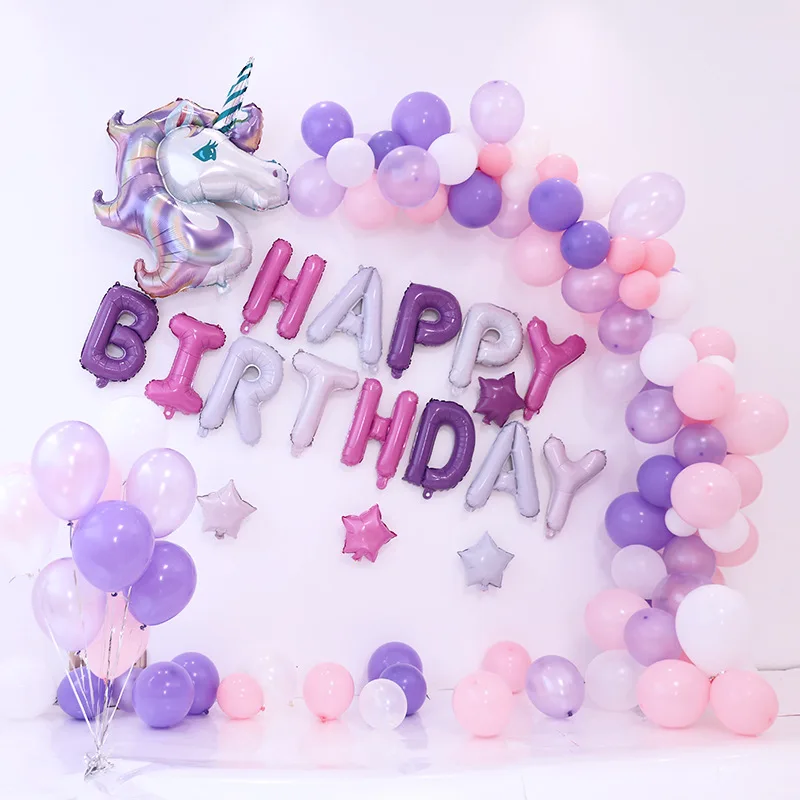 Единорог шар День рождения Decor Дети дети письмо с днем шары вечерние Baby