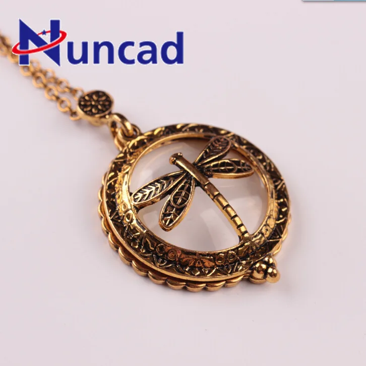 Винтажный стиль полый вырез стрекоза ожерелье с увеличительным стеклом Личность