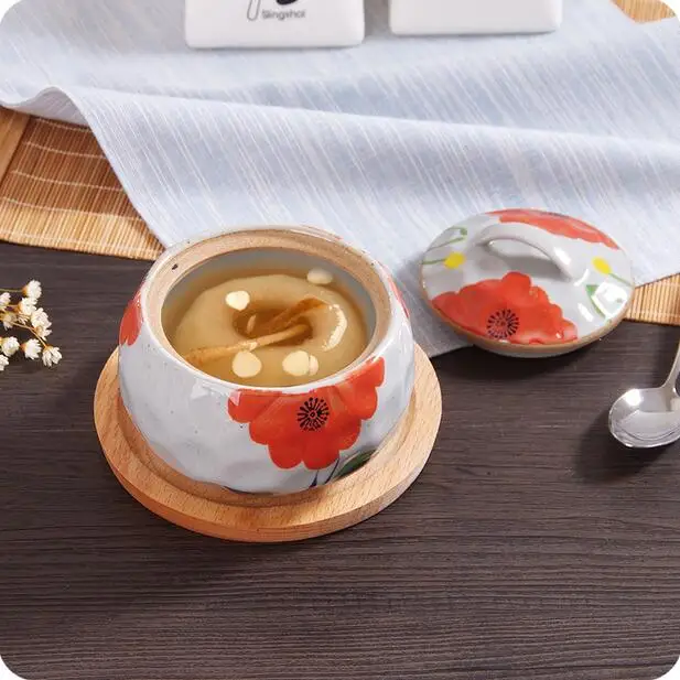 Керамическая Мультиварка в японском стиле ручная роспись с крышкой водостойкая