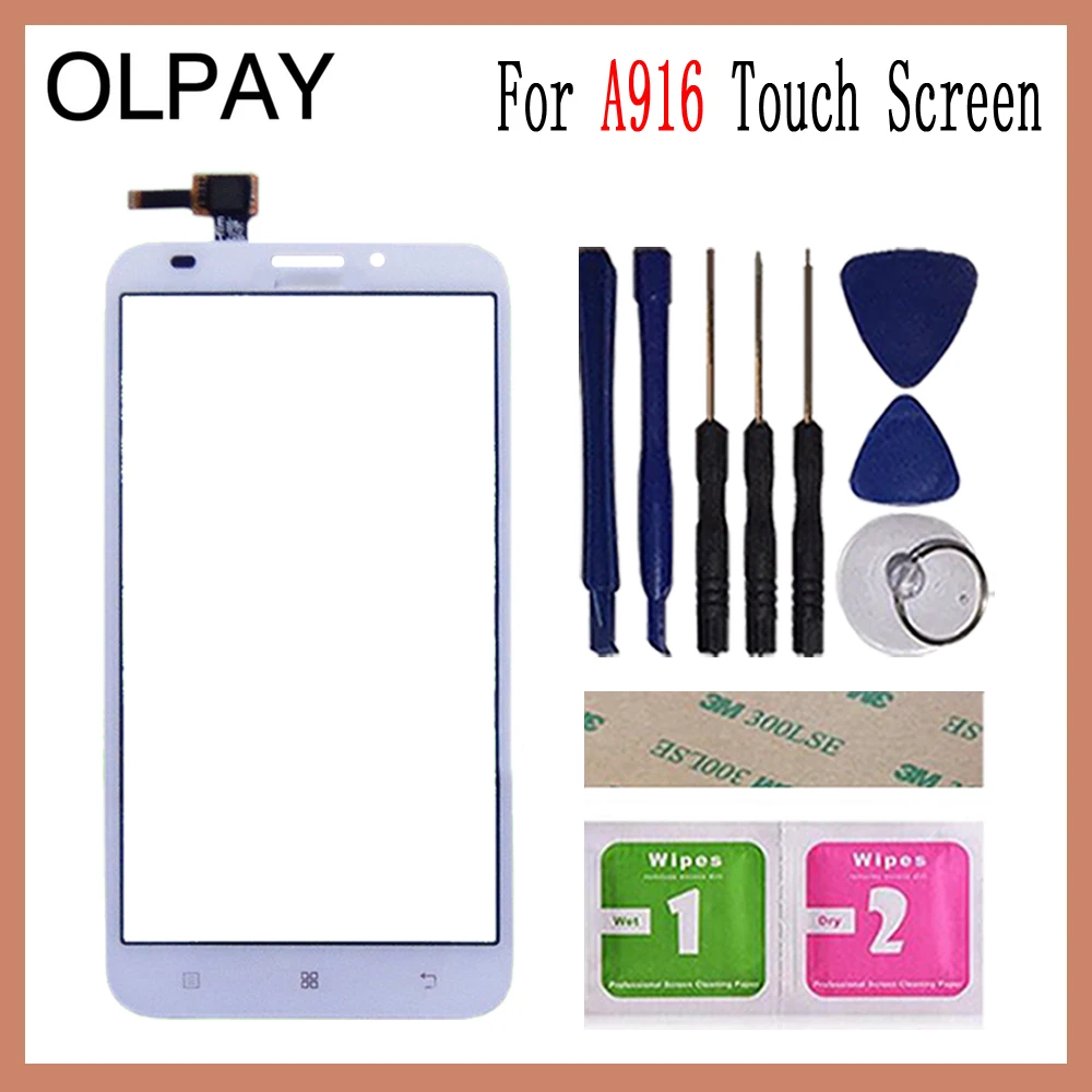 White With Tools OLPAY 5," переднее стекло для lenovo A916 A 916 мобильный сенсорный экран сенсорный дигитайзер Сенсорная панель инструменты Бесплатный клей+ салфетки - Цвет: White With Tools