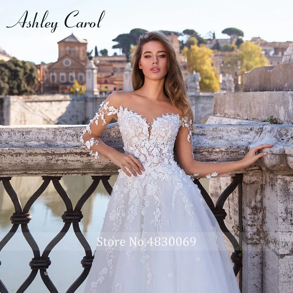 Ashley Carol Сексуальное Милое платье три четверти рукав Иллюзия черное свадебное платье развертки поезд романтическое свадебное платье для принцессы