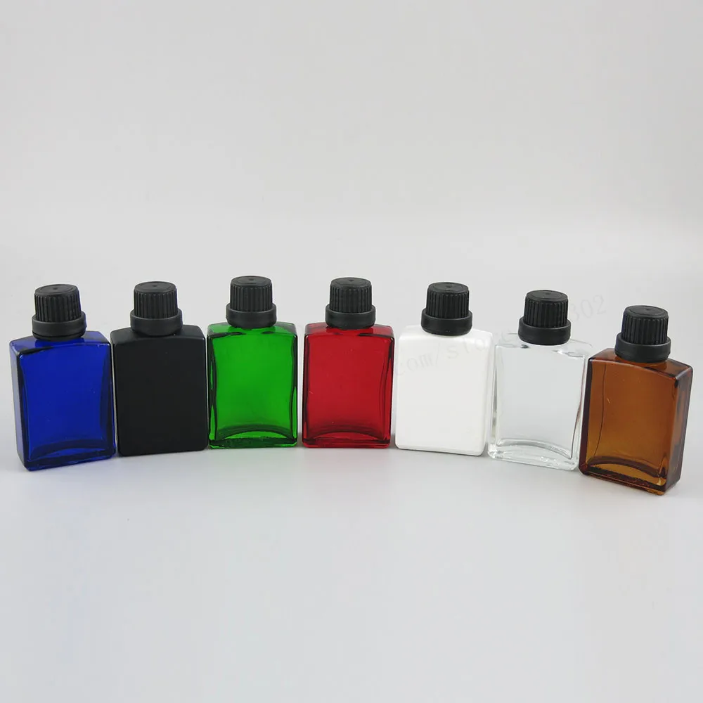 12x30 ml 1oz плоская квадратная черная белая прозрачная красная синяя зеленая