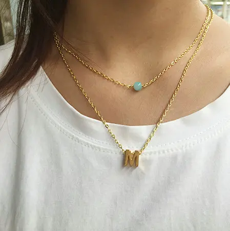 Женское Ожерелье с золотыми буквами M простое ожерелье подвеской из светло
