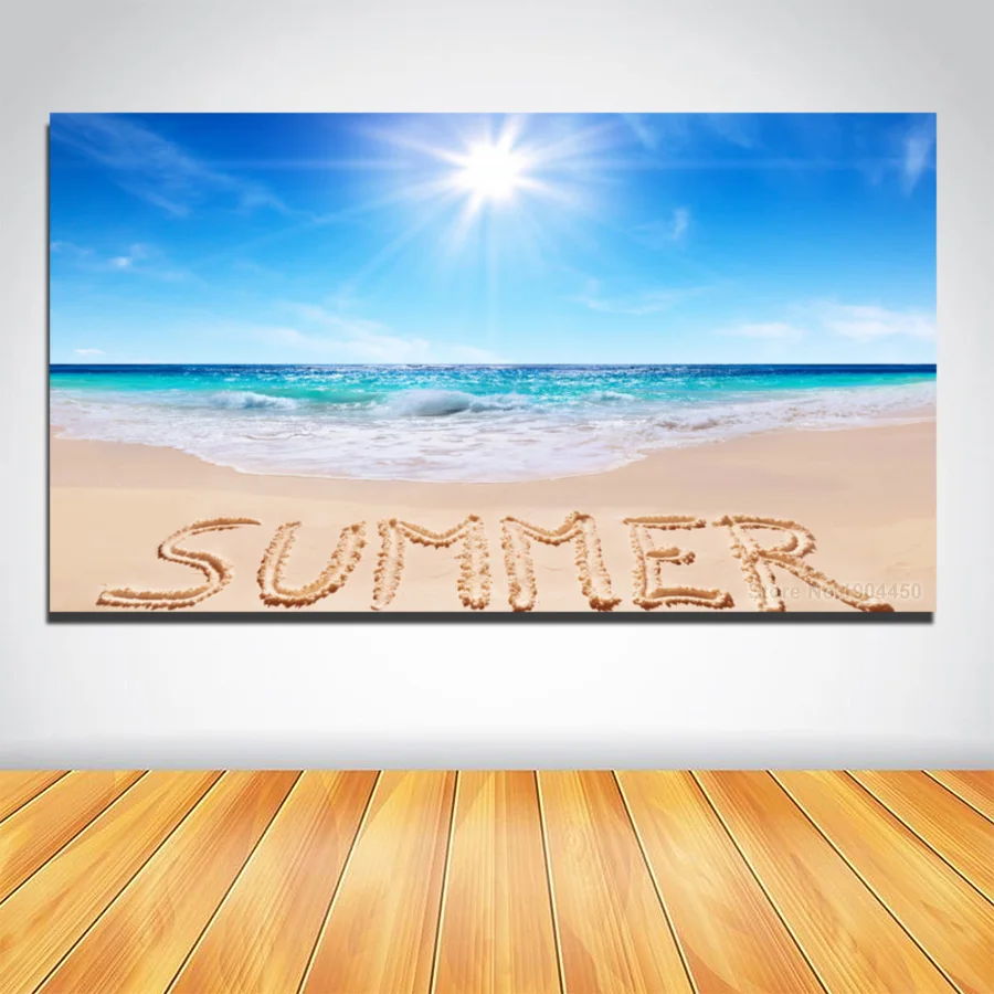 Без рамок холст настенная живопись синее море пляж летняя картина Модульная HD