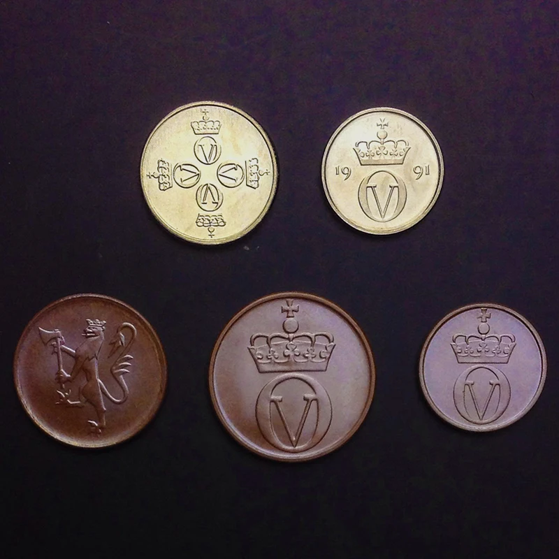 Норвегия 5 шт./компл. UNC оригинальная монета старой версии. Ограниченное издание