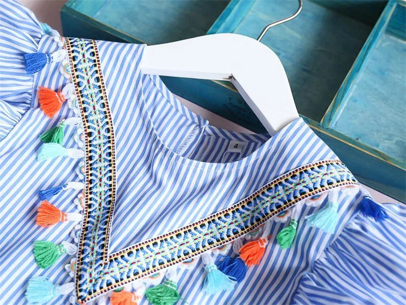 BibiCola Summer Girls Dress Brand Kids Dresses for Clothes Vestiods Striped Christmas Princess Children | Детская одежда и обувь