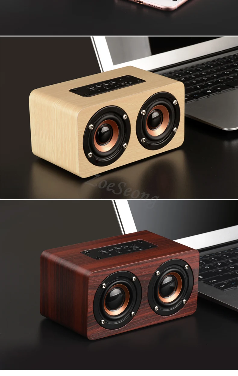 Ретро деревянный беспроводной Bluetooth динамик 10 Вт Портативный hifi шок бас двойной Саундбар с Hands-free TF карта AUX для iPhone