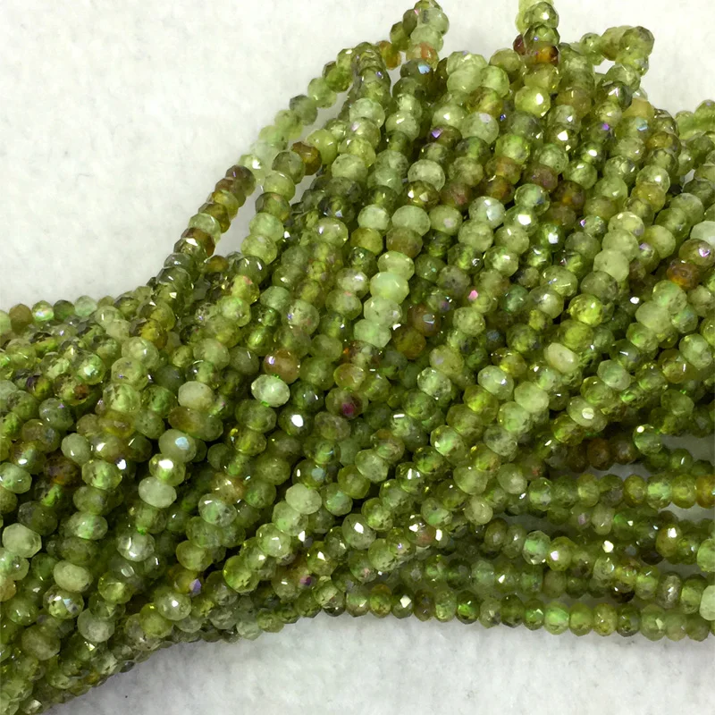 Натуральный натуральный зеленый гранат Tsavorite Demantoid Rondelle граненый свободный