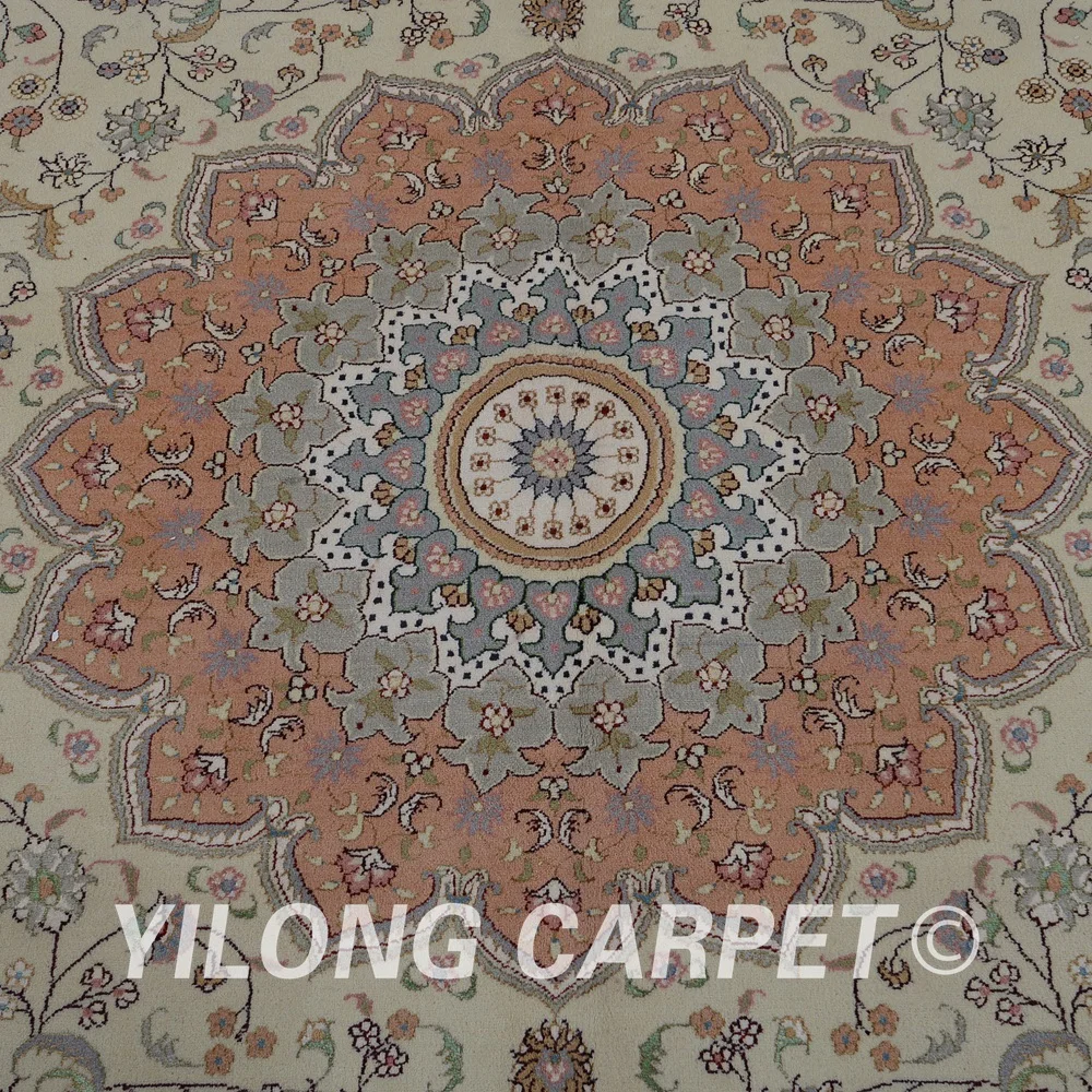 Yilong 8 'x 10' Vantage коврик Тебриз бежевый и розовый ковер Изысканная область шерсти