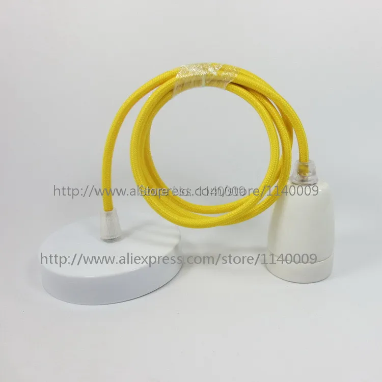 E27 Керамика лампа держатель светильник розетка с разноцветной ткани шнур для DIY